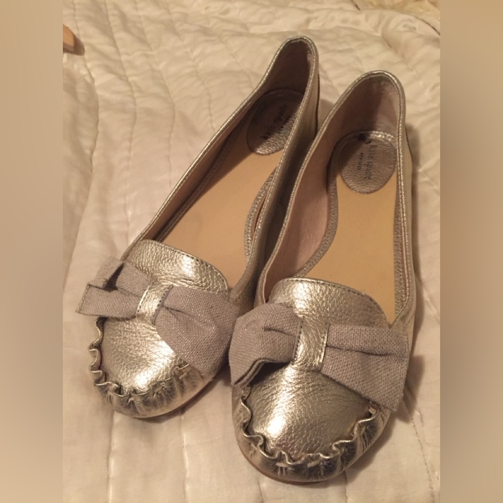 Kate Spade Gold Leather Loafers